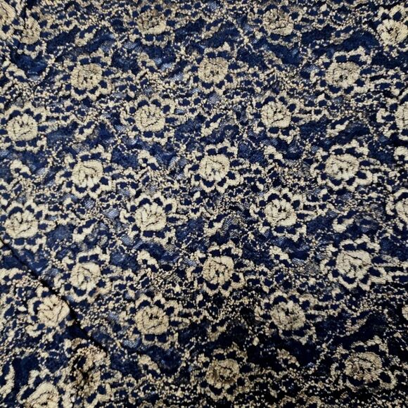 Reba Sheer Mesh Black & Metallic Gold High Collar Button Neck Long Sleeve Bouse - Picture 6 of 12